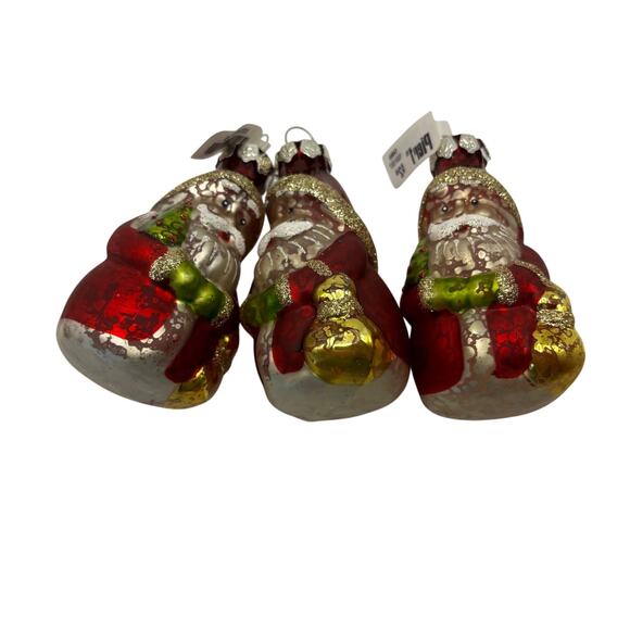 Vtg Pier 1 Glass Christmas Ornaments Lot of 3 2 NWT - Picture 1 of 4
